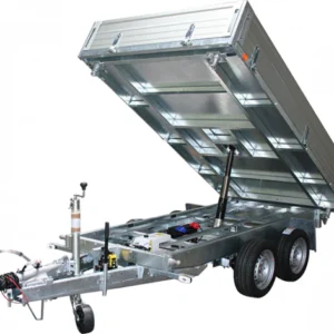 Remorque benne hydraulique pompe électrique double essieu Charge utile Jusqu’à 2711kg (PTAC) 3500 kg