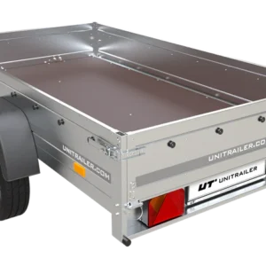 Remorque voiture simple essieu Uni trailer Garden Trailer 230 x 125 cm avec timon fixe 500/750 kg